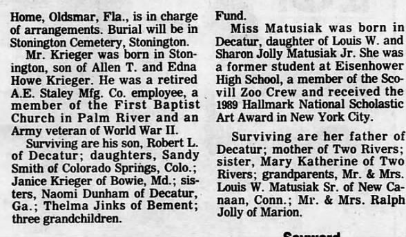 Obituary for Krieger